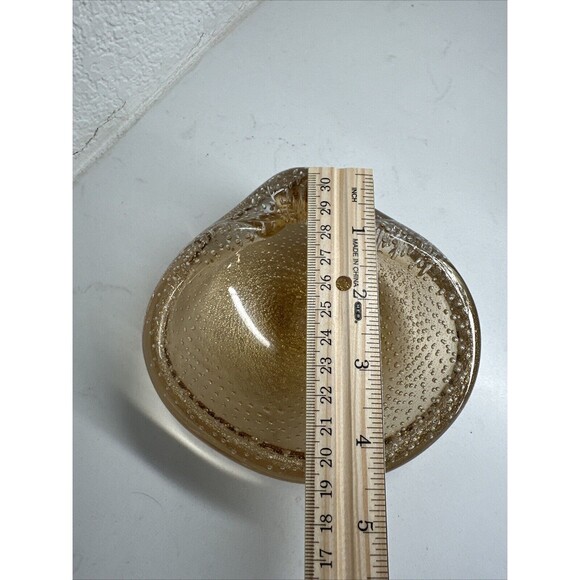 MURANO Bullicante Shell by Flavio Poli Vintage Art Glass Bubble Dish Ashtray - Picture 16 of 16